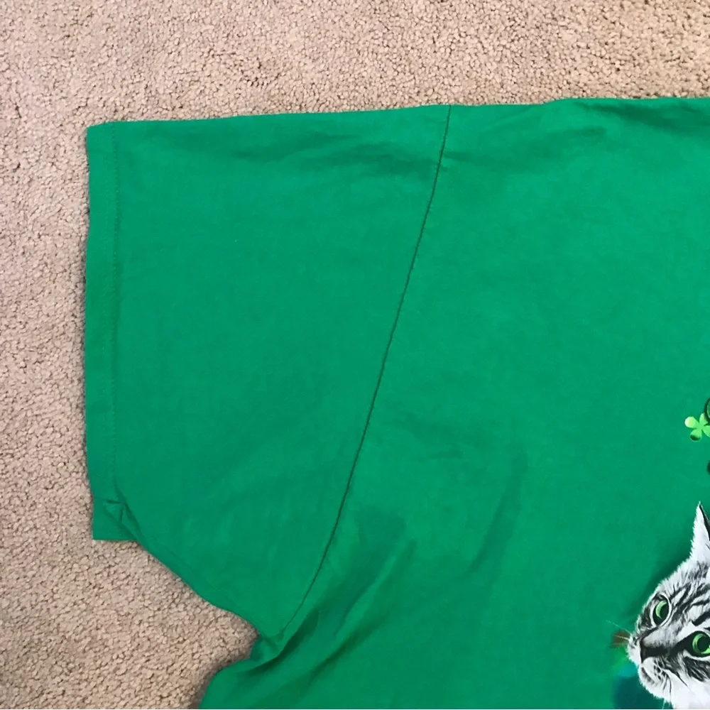 Lucky Cats Graphic Tee Adult 3XL XXXL Green Saint Patricks Day Leprechaun Unicat - Picture 6 of 7